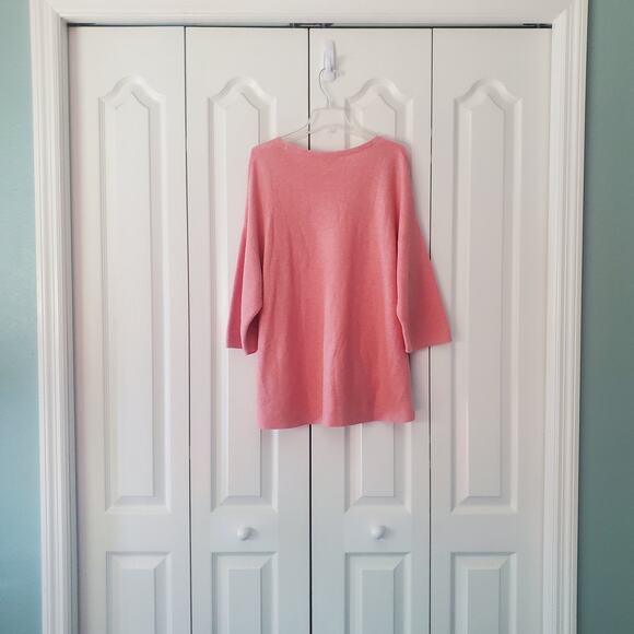 Pure Jill Powder Pink Cotton Wool Blend Ribbed Knit Boxy Casual Long Line Top - Picture 11 of 11
